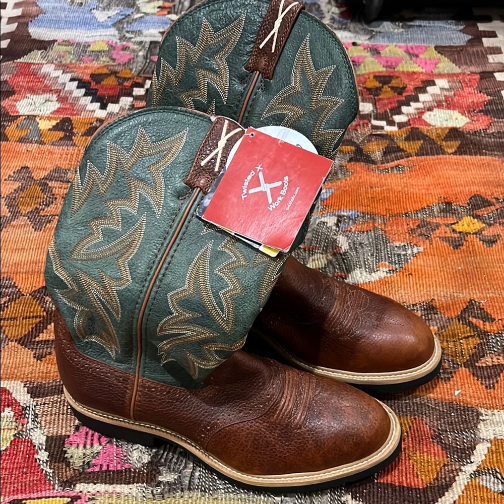 **NEW** Twisted X Steel Toe Brown and Green Boots